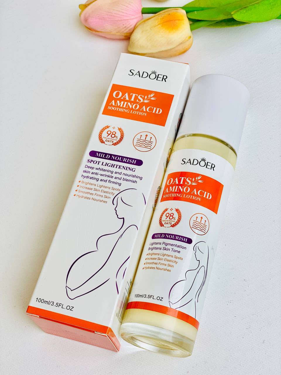 لوشن Sadoer Oats Amino Acid Soothing Lotion (لوشن سادور المهدئ بالأحماض الأمينية والشوفان). 

✅يحتوي على 98% من الأحماض الأمينية المشتقة من الشوفان. 

✅مصمم للترطيب اللطيف وتنعيم البشرة وشدها. 

✅آمن للاستخدام أثناء الحمل للمساعدة في تقليل ظهور علامات التمدد. 

✅يساعد على تبييض البشرة وترطيبها وتغذيتها.

الحجم 100ml

السعر خيالي


**إذا كنت صاحب هذا الإعلان وتريد حذفه لأي سبب، رجاءا أرسل رسالة إلى الدعم الفني**