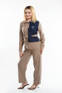 طقم بناتي • كتان صوفيا • مقاسات ١٢-١٨ سنة