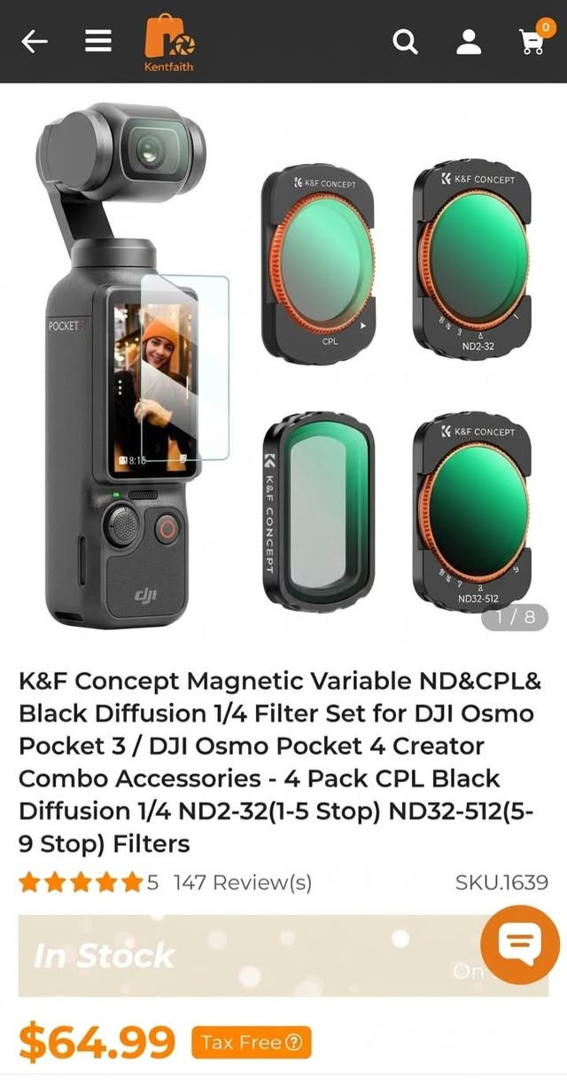 فلترات K&F Concept الأصلية مالت DJI Osmo Pocket 3
CPL + Variable ND 2-32 و ND32-512 + Black Diffusion 1/4
تعطي تصوير سينمائي نضيف ونتيجة احترافية
السعر 65 ألف وبيهن مجال
الموقع بغداد ويوجد توصيل لكل العراق
للمهتمين مراسلة خاص أو واتساب ***********
