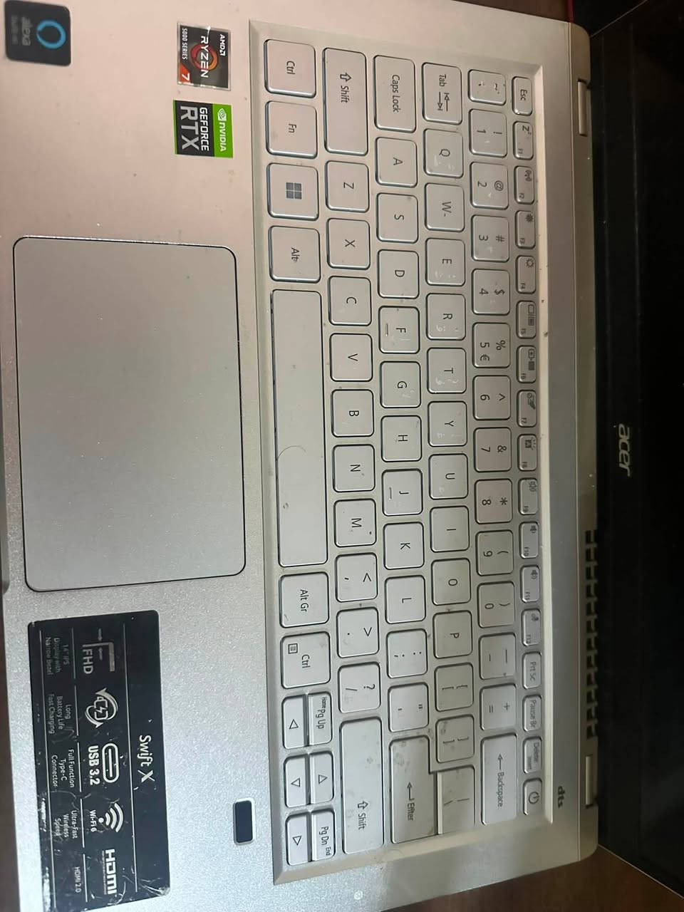 سلام عليكم
لابتوب / gaeming تفاصيل بلصوره جهاز نضيف

    الشركة: Acer
* الموديل: Acer Swift X SFX14-41G
* نظام التشغيل: Windows 11 Pro 64-bit
* المعالج (CPU): AMD Ryzen 7 5800U
    * 8 أنوية (Cores)
    * 16 خيط معالجة (Threads)
    * يصل إلى 4.4GHz (السرعة الأساسية حوالي 1.9GHz)
* الرام (RAM): 16GB DDR4
* كرت الشاشة المدمج: AMD Radeon Graphics
* كرت الشاشة المنفصل: NVIDIA GeForce RTX (3060) اعتقد ti باقي لتفاصيل بلخاص مستعجل ع بيعه قيم واخذ
***********  اتصال او واتس
