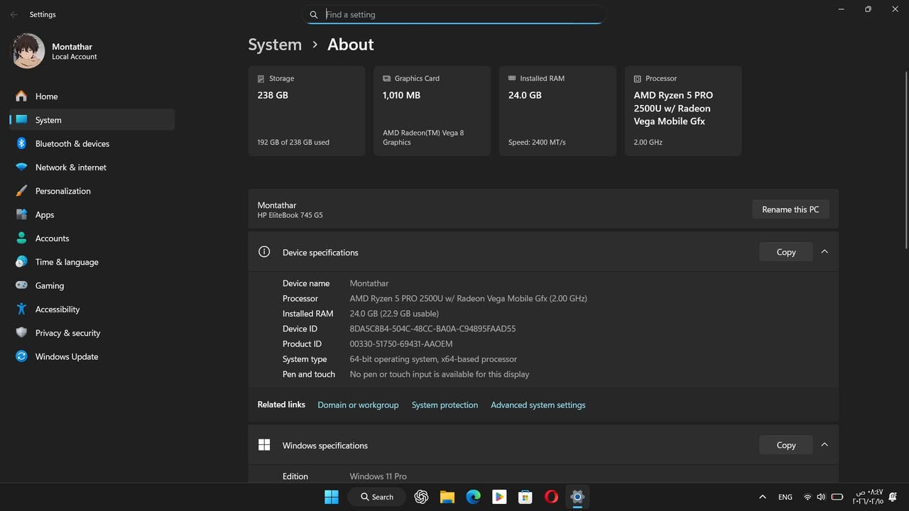 💻✨ لابتوب HP 745 G5 للبيع✨💻

💻✨ لابتوب HP 745 G5 للبيع

🔹 الموديل: HP 745 G5

🔹 المعالج: AMD Ryzen 5 PRO 2500U ⚡

🔹 كرت الشاشة: Radeon Vega 8 داخلي (1GB) 🎮

🔹 الرام: 24GB 🚀 

🔹 الهارد: 256GB SSD 💾 

🔹 الشاشة: 14 إنج 📺

🔹 دقة الشاشة: FHD 1080p 🎨

🔹 🪟 Windows مفعل رسمي 100% وجاهز للاستخدام ✅

🎧 نظام صوت احترافي من شركة Bang & Olufsen – صوت نقي وعالي 🔊✨

⌨️ كيبورد ضوئي 🌙

📸 كاميرا ويب مع غالق حماية للخصوصية 🔒

🔌 يدعم الشحن السريع عبر Type-C ⚡

💰 السعر: 350,000  دينار عراقي🔥

اللابتوب نظيف على ايدي استعملته بالجامعة ومامبدل بيه اي شي

مناسب للطلاب، الدوام، التصفح، برامج الأوفيس، والتصميم الخفيف 👌

📩 للاستفسار واتساب: ***********
