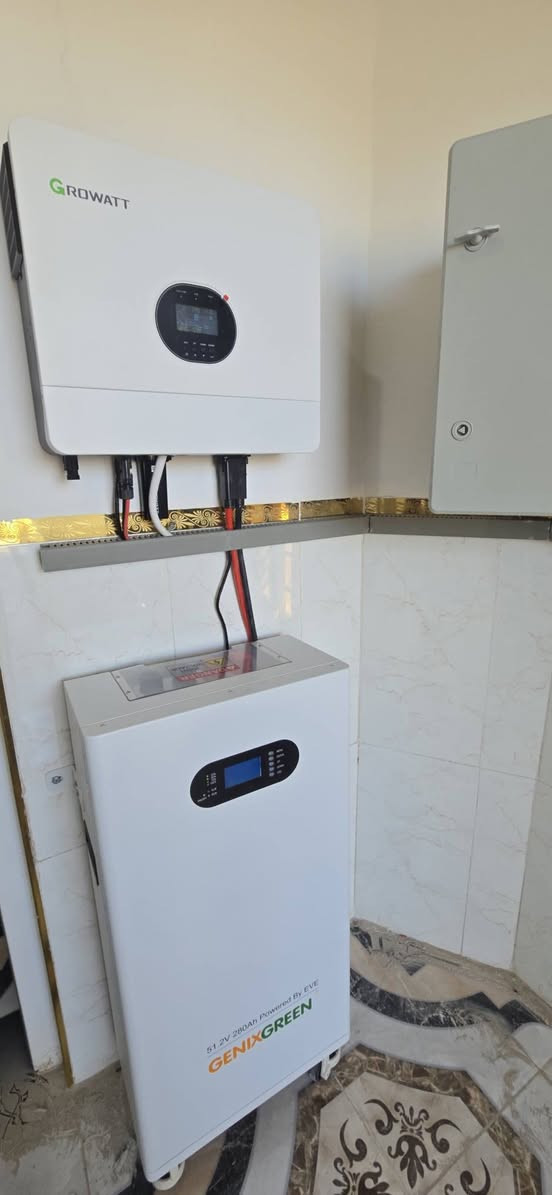 تم بحمدالله تنصيب منظومة طاقة شمسية
 بقدرة 24 اميير نهاري و 16امبير ليلي 
الواح بقدرة 645W  نوع لونجي هيمو X10ضمان 15 سنة
انفيرتر GROWATT 6KW ضمانة سنتين استبدال 
بطارية ليثيوم 14.33KW من شركة GenixGreen ضمان 10سنوات استبدال 
صيانة لمدة سنة مجانية
للاستفسار الاتصال:-
***********
***********
***********
***********
المركز الذهبي-Golden Center 
GenixGreen Iraq 
GenixGreen 
#ألواح_شمسية #توليد_الكهرباء #نظام_كهروضوئي #مستقبل_الطاقة
#طاقة_شمسية #طاقة_متجددة #استدامة #بيئة_نظيفة
