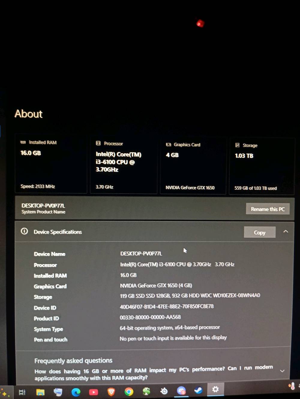 Pc و شاشه
شاشه سامسونك 60 hz 
Pc :
i3-6100 CPU 3.70 GHz
Ram 16g ddr4 
Storage 128 ssd
1T 
كارت شاشه 
GTX 1650 4G
السعر :600 وبيها مجال للشراي 
مكاني : حي العامل / بغداد 
الرقم : ***********