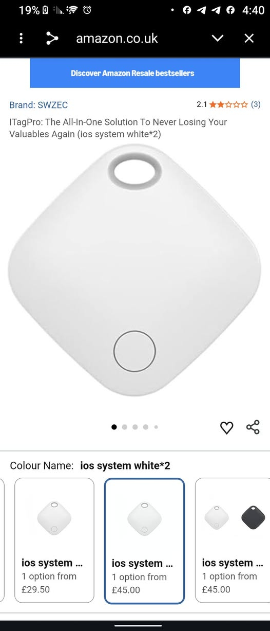 Google Find My (Android( يعمل مع
1. البدء تشغيل / إيقاف بالزر)

2. أضف iTag الخاص بك

3. تحديد موقع iTag الخاص بك

4. إشعارات

5. عندما تم فقدت iTag الخاص بك: الوضع المفقود المساعدك في العثور عليه.

41.241.2 ملمx13 :الحجم

بطارية 580 CR2450 مللي أمبير

الاستعداد الحالي = Su

عمر البطارية 36 شهرًا

مسافة بلوتوث 40 مترًا خط مفتوح للرؤية صوت الجرس 80 ديسيبل (في نطاق 10 سم)

不 ة للماء: IP67

يتم قفل حجرة البطارية بالداخل

بطارية قابلة الاستبدال 

تقنية بالموجات فوق الصوتية للحالة
سعره بل موقع 45يورو 
السعر 15 الف 
واتساب ***********
