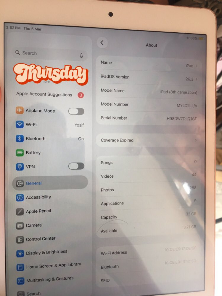 سلام عليكم ايباد 8 ذاكرة 32 مبدل فقط بلازمة نوعية زينه كلشي بي شغال السعر125وبي مجال عنواني كربلاء رقمي ***********
