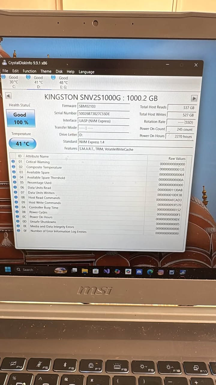KINGSTON SNV2S1000G NVMe SSD   ١ تيرا اصلي
١٢٠ الف 
***********
