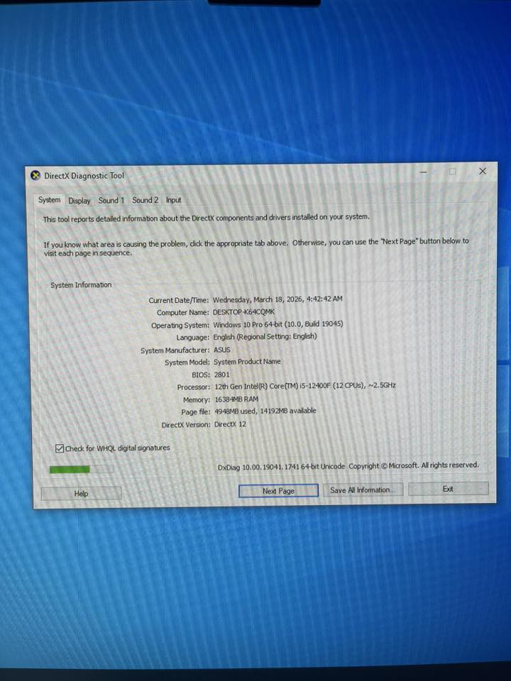 سلام عليكم
فقط الكيس للبيع ^
Cpu : Intel® Core™ i5-12400F Processor
Gpu : Palit RTX 2060 12GB Dual Fan
Ram : 16GB 2x8 3200MHz DDR4 Hikvision
M.B : ASUS PRIME B660M-A D4
P.S : Ruix GX750 Bronze 80+ 750W
Case : FANTECH CG76 MIDDLE TOWER
M.2 128GB / HDD 1TB
السعر 725 وبيهه مجال
 الحاسبة امس نضفتهه وبدلت معجون للمعالج وفرمتتهه كامله بس تشغل وشتريد فحص ادخل خاص وادزلك وعندي ٣ هاردات  HDD ثنين 1TB وواحد 500GB الي يفيدنه يراسلني 
مكاني نجف وعندي توصيل 
واتساب ***********
