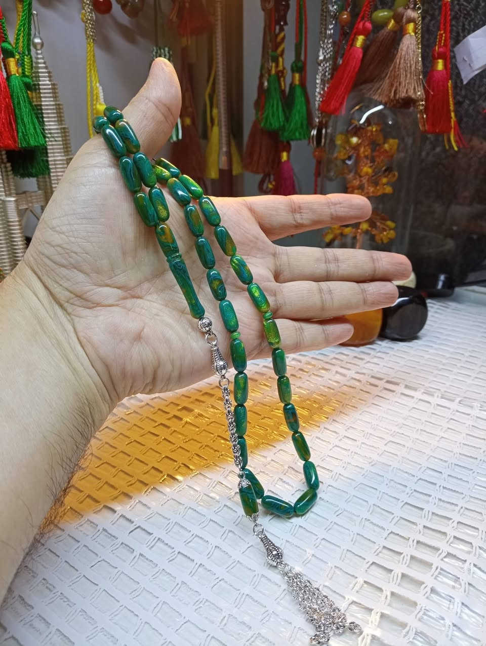 السلام عليكم
مسباح سندلوس سورنتال فيروزي عرگ ذهبي جراخة المبدع حسين زايد كصه كبسولي كركوشه انتيمون مغطس بالفضه قطعه جمال ودلال 
الوزن 25 غم القياس 7/15 العدد 37 خرزه
السعر 25 الف يتوفر خدمة توصيل كافة المحافظات 5 آلاف


**إذا كنت صاحب هذا الإعلان وتريد حذفه لأي سبب، رجاءا أرسل رسالة إلى الدعم الفني**