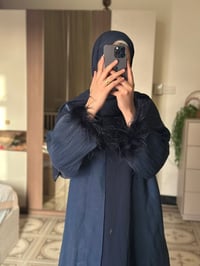 عبايات خليجي • قماش ندى كوري • سواد فاحم
