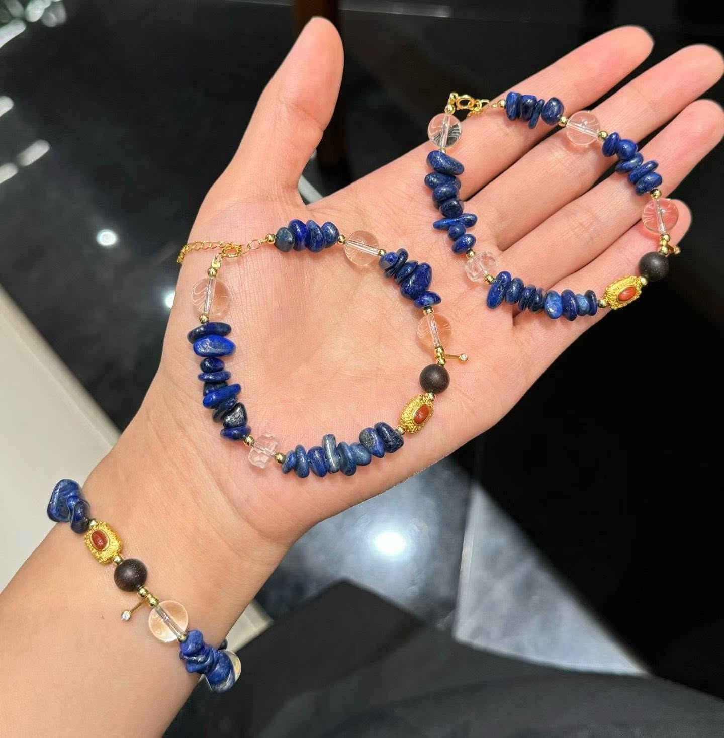 Southern Dream

Amidst the hustle and bustle of daily life, you need a boost of energy drawn from the very depths of the earth. This bracelet—crafted from Lapis Lazuli, Clear Quartz, and Black Kyara Agarwood—seamlessly blends the spiritual essence of these three elements:

🔹 **Lapis Lazuli** — As deep and profound as the night sky, it awakens your inner wisdom and intuition, empowering you to express yourself with clarity and make confident decisions in both your professional and creative endeavors.
🔹 **Clear Quartz** — A messenger of light, it purifies your energy field and amplifies the frequencies of other crystals, restoring clarity to your thoughts and attracting positive vibrations.
🔹 **Black Kyara Agarwood** — The spiritual essence of rare woods; its subtle, grounding fragrance calms the mind and dispels negative energy, endowing you with deep inner stability and protection.

Woven together into a single strand, these three elements offer more than just aesthetic beauty for your wrist—they serve as a portable "sanctuary of serenity" that accompanies you wherever you go.

📿 每一顆均經天然篩選，手工穿製。讓手腕上的小宇宙，陪你從容應對世事起伏。

If you would like this subtle beauty to become your daily companion, write to me 
📩WhatsApp：8613308361107

Don't wait, because a bracelet like this will probably never appear again


**إذا كنت صاحب هذا الإعلان وتريد حذفه لأي سبب، رجاءا أرسل رسالة إلى الدعم الفني**