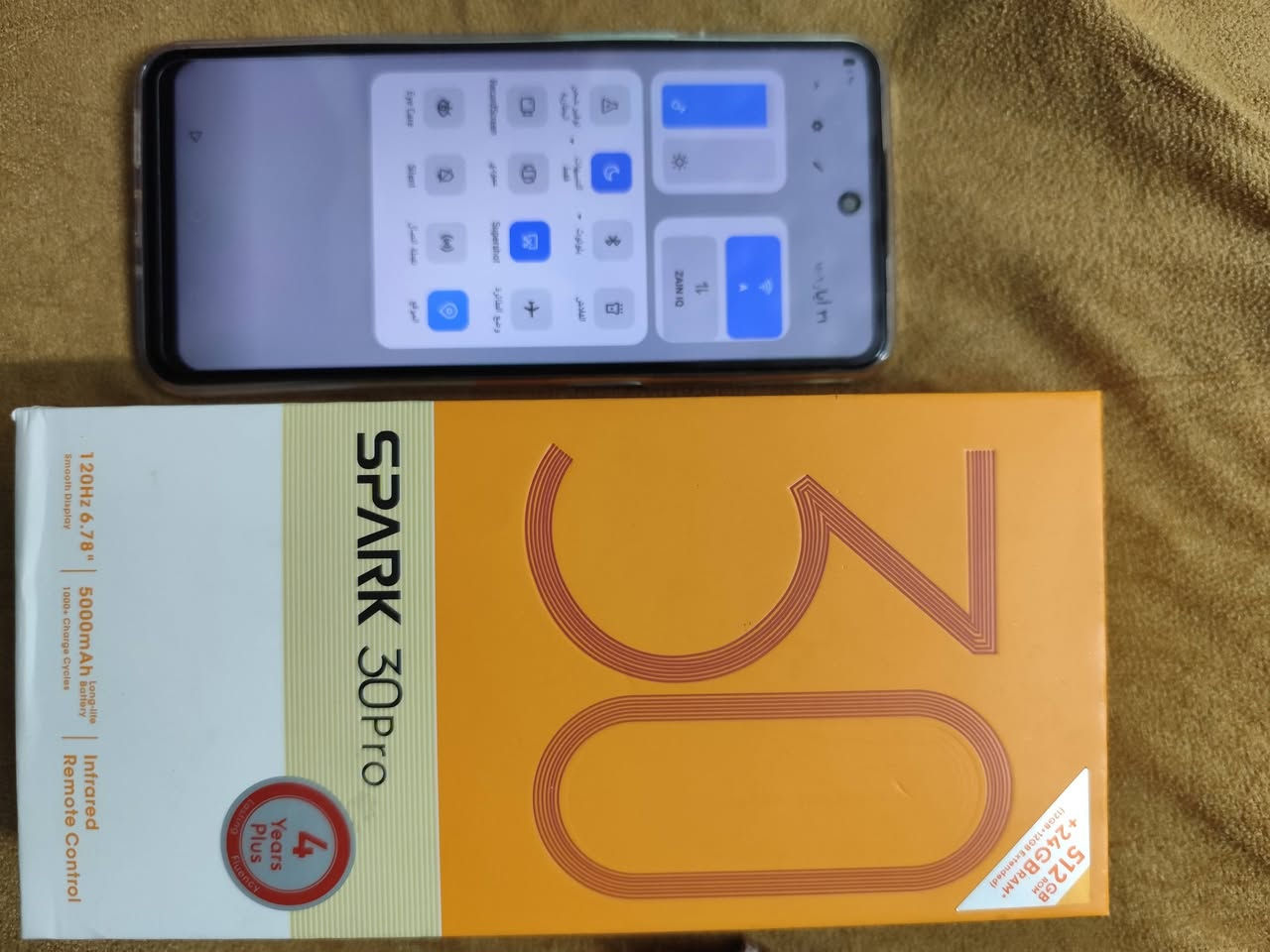 سلام عليكم جهاز TECNO SPARK30 pro ذاكرة 512 رام 12+12 نسخه صيني ملحقاته كامله شاحنه وهيدفون وكفر ولزكه  استخدام يومين فقط جهاز راقي للبيع او مراوس سعره 125 الف مكان كوفه ***********
