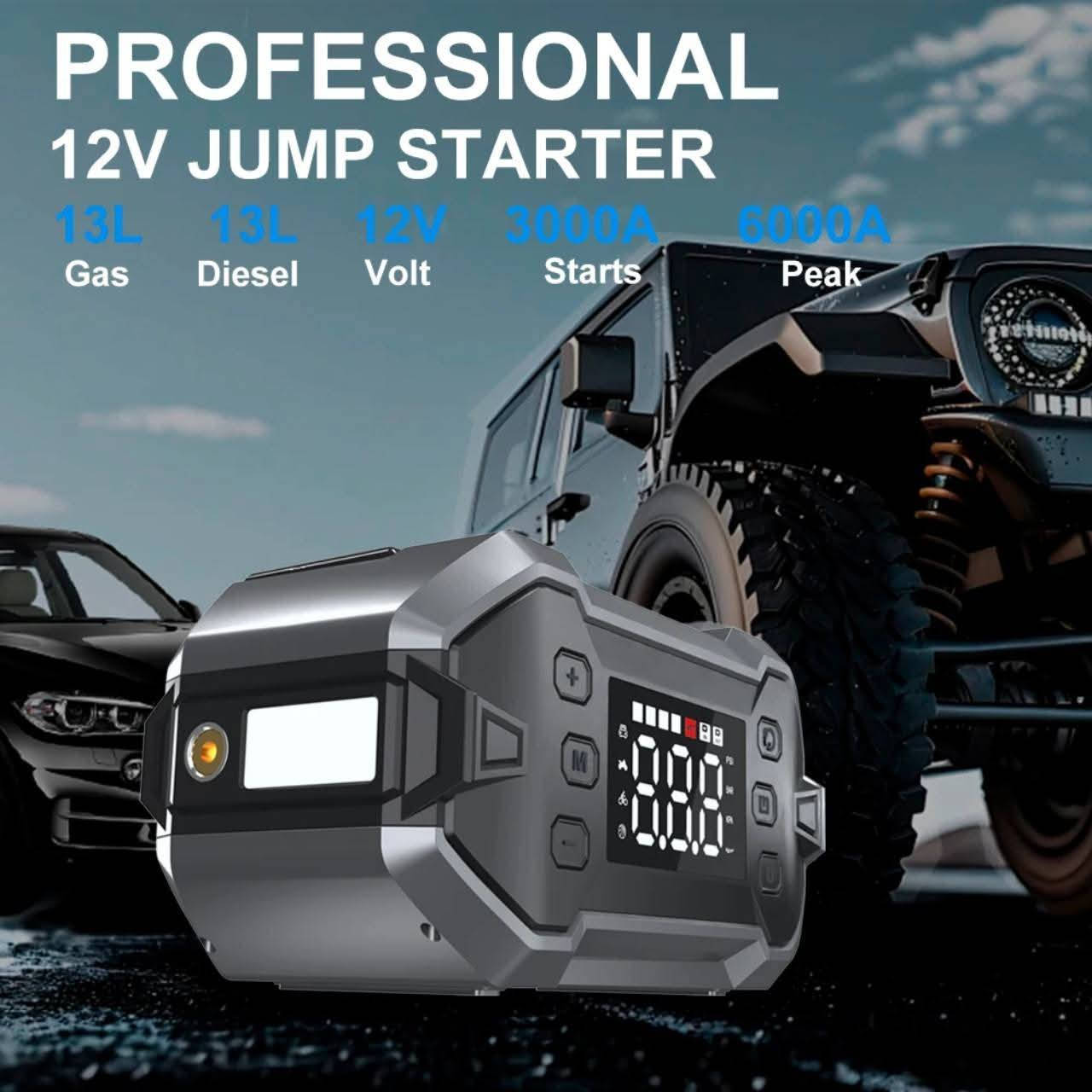 #Power Car
🚗🚗توصيل مجاني 🚗🚗👍
 متوفر جمله وا  مفرد 
السعر 115 ألف توصيل مجاني جميع أنحاء العراق 
بطاريه 3.7V/36000mAh

Parameters
Model:
Q30
Size:
211.1× 102.6x111 mm
Inflation Pressure Range:
3-150PSI
111mm
Discharge Temp:
-20°-60℃（-4℃-140°F)
Battery Capacity:
3.7V/36000mAh
Working Noise:
Less than 80dB
Charging Input:
Type-C(QC18W) 5V/2A,9V/2A
Charging Time:
About 5.1 hours
USB Output 1:
5V/2.4A
102.6mm
211mm
USB Output 2:
QC18W 5V/3A, 9V/2A,12V/1.5A
Air Pressure Sensor Accuracy:1psi
Start Car Voltage:
12V
Start Car Current:
3000A(6000A Surage)
13.0L Gas
13.0L Diesel
Life-span:
1000 cycle times
Warranty:
18 Months

من اربعه سلندر محركات ال 2000 محركات 1500 
محركات سته سلندر 8 سلندر 13 سلندر
✨ الميزات الأساسية التي لا يمكنك الاستغناء عنها:
⚡ بادئ تشغيل السيارة (Jump Starter) القوي:
انسَ كابلات التوصيل المعقدة والاعتماد على سيارة أخرى.
يشغل سيارتك على الفور (السيارات، الشاحنات الصغيرة، الدراجات النارية) حتى مع البطاريات الميتة تمامًا.
💨 منفاخ الإطارات الرقمي (Air Compressor):
يضبط ضغط الإطارات بدقة وسرعة (مضخة هواء قوية).
شاشة رقمية لضبط الضغط المطلوب تلقائيًا، يتوقف بمجرد الوصول للضغط المحدد.
مثالي للإطارات، الدراجات، الكرات، والمراتب الهوائية.
💡 مصباح طوارئ LED متعدد الأوضاع:
إضاءة ساطعة للعمل ليلاً.
وضع الوميض التحذيري (SOS) الأحمر والأزرق للسلامة على الطريق في حالات الخطر.
🔋 بنك طاقة (Power Bank):
مزود بمخارج USB لشحن هاتفك المحمول والأجهزة اللوحية أثناء التنقل.
🎁 احصل على نسختك الآن!
لا تدع أعطال الطريق تضيع وقتك أو تعرضك للخطر. استثمر في سلامتك وراحة بالك.
اضغط هنا للطلب أو اتصل بنا الآن!
@أبرز المعجبين الرمادي, الأنبار


**إذا كنت صاحب هذا الإعلان وتريد حذفه لأي سبب، رجاءا أرسل رسالة إلى الدعم الفني**