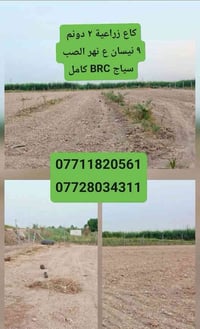 دونمين و ربع تقاطع النهروان منطقة ٩ نيسان بجانب نهر الصب و بضهرها بزل ...