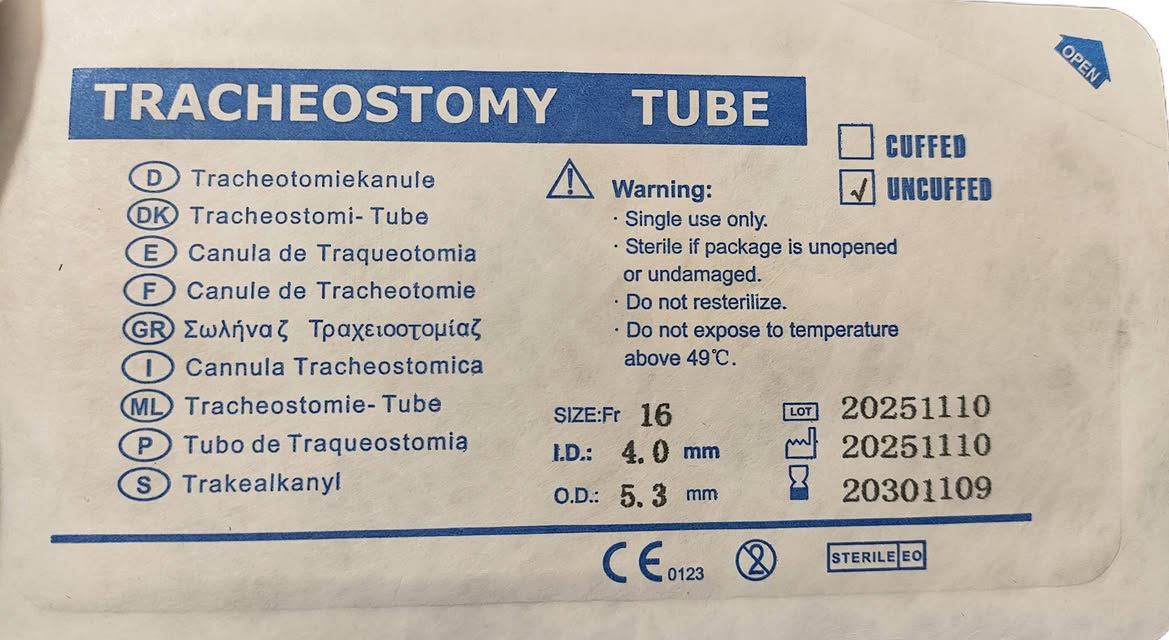 توفر تريكيوستومي PVC
احجام صغيرة
اكسباير 2030
بالون وبدون بالون

Cuffed tracheostomy tubes 
3.0
3.5
4.0
4.5
5.0
7.5
8.5
9.0

Uncuffed tracheostomy tubes 
3.0
4.0
8.0
9.0

للطلب واتساب ***********
توصيل لجميع المحافظات

