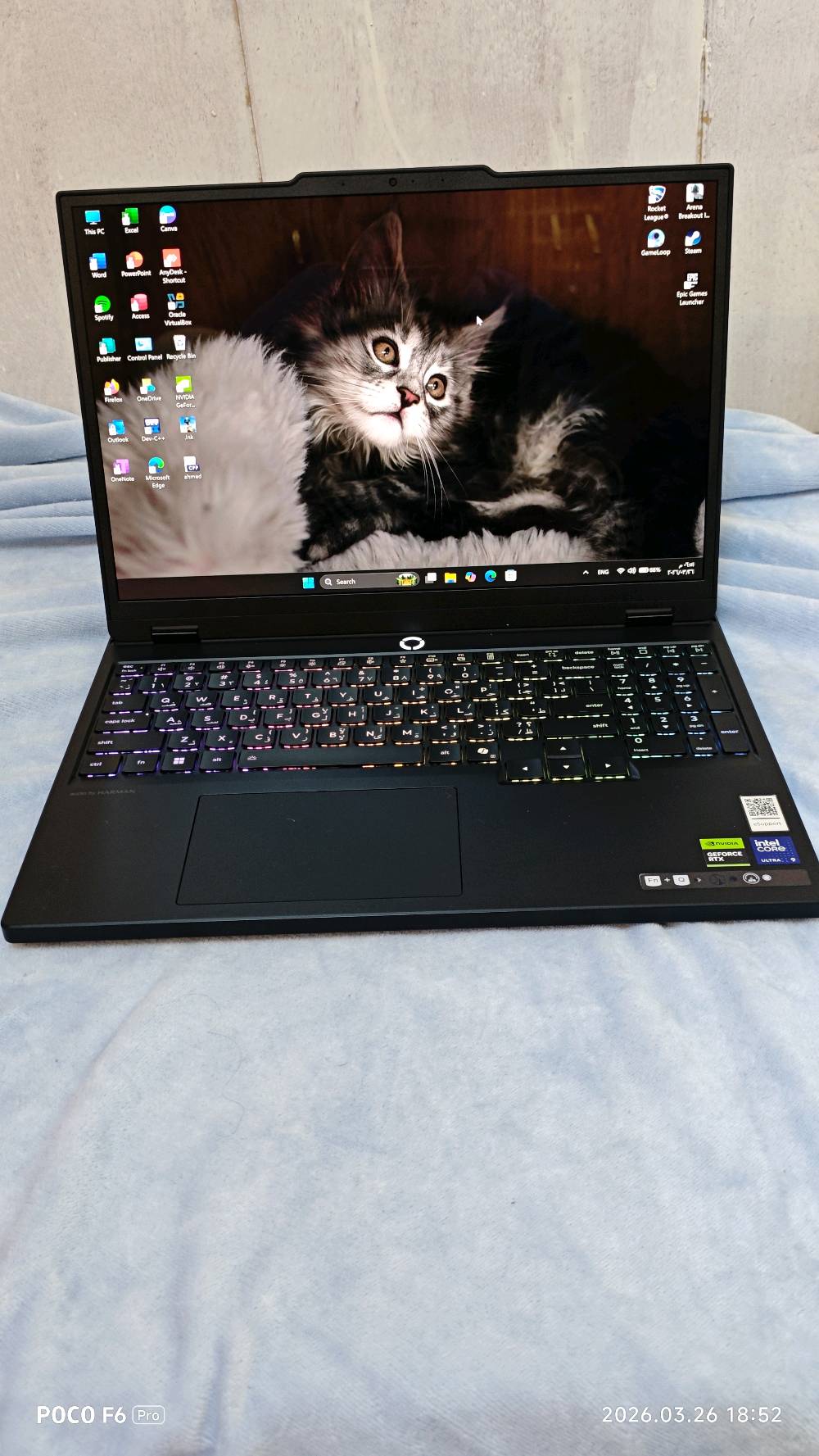 سلام عليكم . labtop lenovo legion 5 للبيع الاستخدام اقل من 48 ساعة
Lenovo Legion 5 15IAX10

CPU - Intel® Core Ultra 9 275HX 

GPU - NVIDIA® GeForce RTX™ 5070 8GB GDDR7

15.1" WQXGA 2k 165Hz, hdr 

RAM - 1x 32GB SODIMM DDR5-5600 

STORAGE - 1TB M.2 2242 PCIe® 4.0x4
 مكاني بعقوبه 
رقم للتواصل واتساب ***********