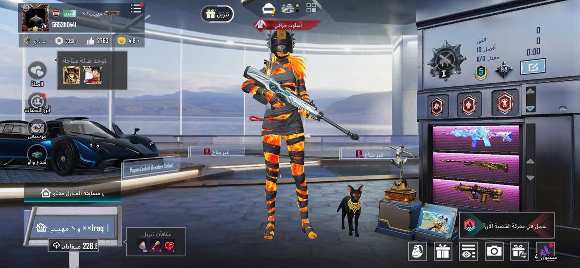 ببجي عالمية بيع وجه لوجه مستوى 74 مكاني بغداد *********** السعر 350
