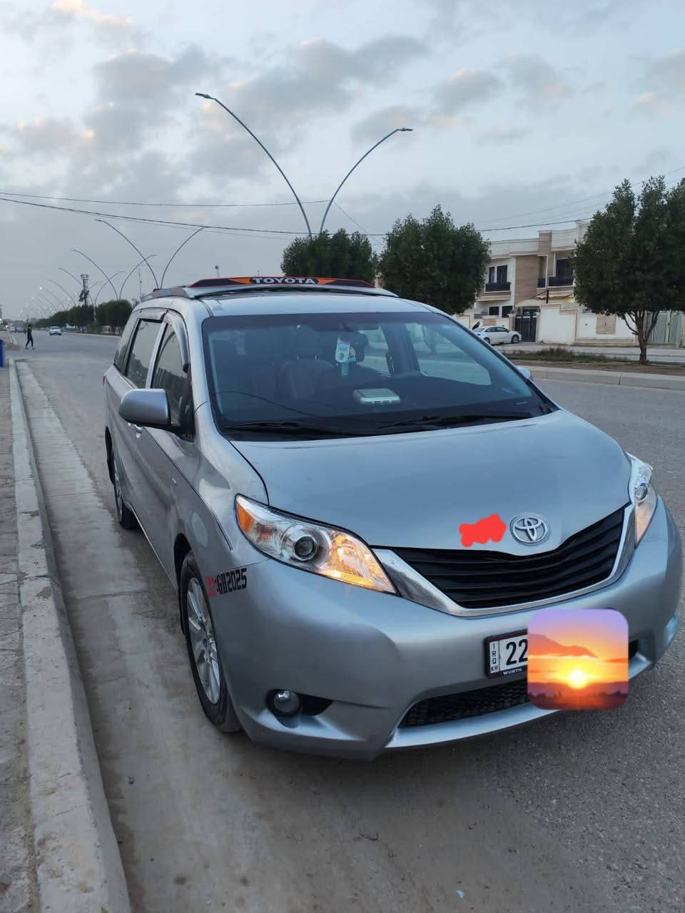 سيينا 2016 LE للبيع
مواصفات السيارة LE معروفه
تبريد مركزي 3 قطع تبريدها ثلج مشتغلها منظومة كامله شركة
تحكم ستيرن نظام كروز قفل سرعة  شاشة أندرويد 

ابواب سلايت كهرباء السيارة ماشية 242 الف كيلو مو ميل 

مكينة وگير  مكفولات مكينة 6 سلندر 3500

ضرر السيارة قبق صندوق فقط بدون دواخل ولا تكم فقط قبق الصندوق وشويه بارد بالبنيد امأشر بالصور وصبغ الدعاميات اثر شخوط 
السيارة مسوي عليها ادامة كاملة تخم دبلات اصلي شركة مع درايم شفتات ومشط سيرن شركة السيارة جاهزة وناقصها بس زوج تايرات فقط 
للاستفسار اتصال او مراسلة ع الواتساب ***********
