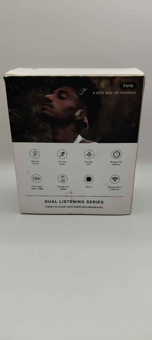 هذه سماعات رأس لاسلكية بتقنية التوصيل العظمي من طراز Forte Open Ear. 
الميزة: تستخدم تقنية التوصيل العظمي للحفاظ على الأذنين مفتوحتين لسماع الأصوات المحيطة.
مقاومة الماء: حاصلة على تصنيف IPX6 لمقاومة العرق والماء.
التوافق: متوافقة مع الأجهزة التي تدعم تقنية البلوتوث.
التصميم: خفيفة الوزن ومريحة ومناسبة للرياضة مثل الجري وركوب الدراجات. موصل, نينوى


**إذا كنت صاحب هذا الإعلان وتريد حذفه لأي سبب، رجاءا أرسل رسالة إلى الدعم الفني**