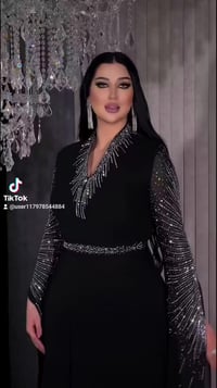 قفطان تركي • شيفون أصلي • كرستال حراري