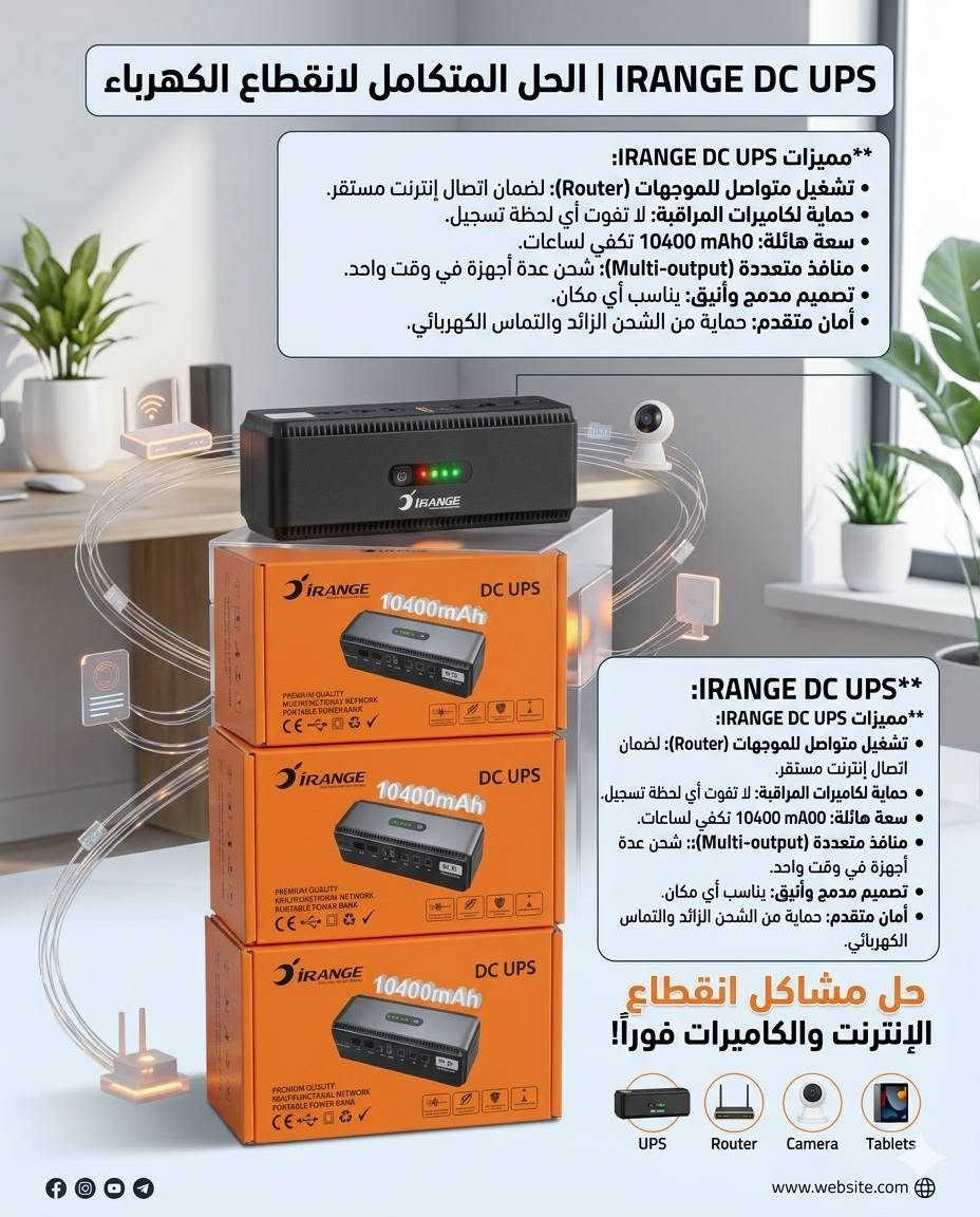 #UPS اصلي فول ضمان ماركة اصليه يشغل راوتر.. كامرات.. اجهزه موبايل وغيرها يدوم لفتراة طويله جدا سعة البطارية 10400 ملي امبير (السعر؛👈 25 الف)

#سماعة بلوتوث سبيكر اصلي كوالتي عالي جدا صوت واضح نظام شحن بقوة 1200 ملي امبير (السعر 👈 20 الف)
يوجد خدمة توصيل 🚛 🚛 لجميع المحافظات


**إذا كنت صاحب هذا الإعلان وتريد حذفه لأي سبب، رجاءا أرسل رسالة إلى الدعم الفني**