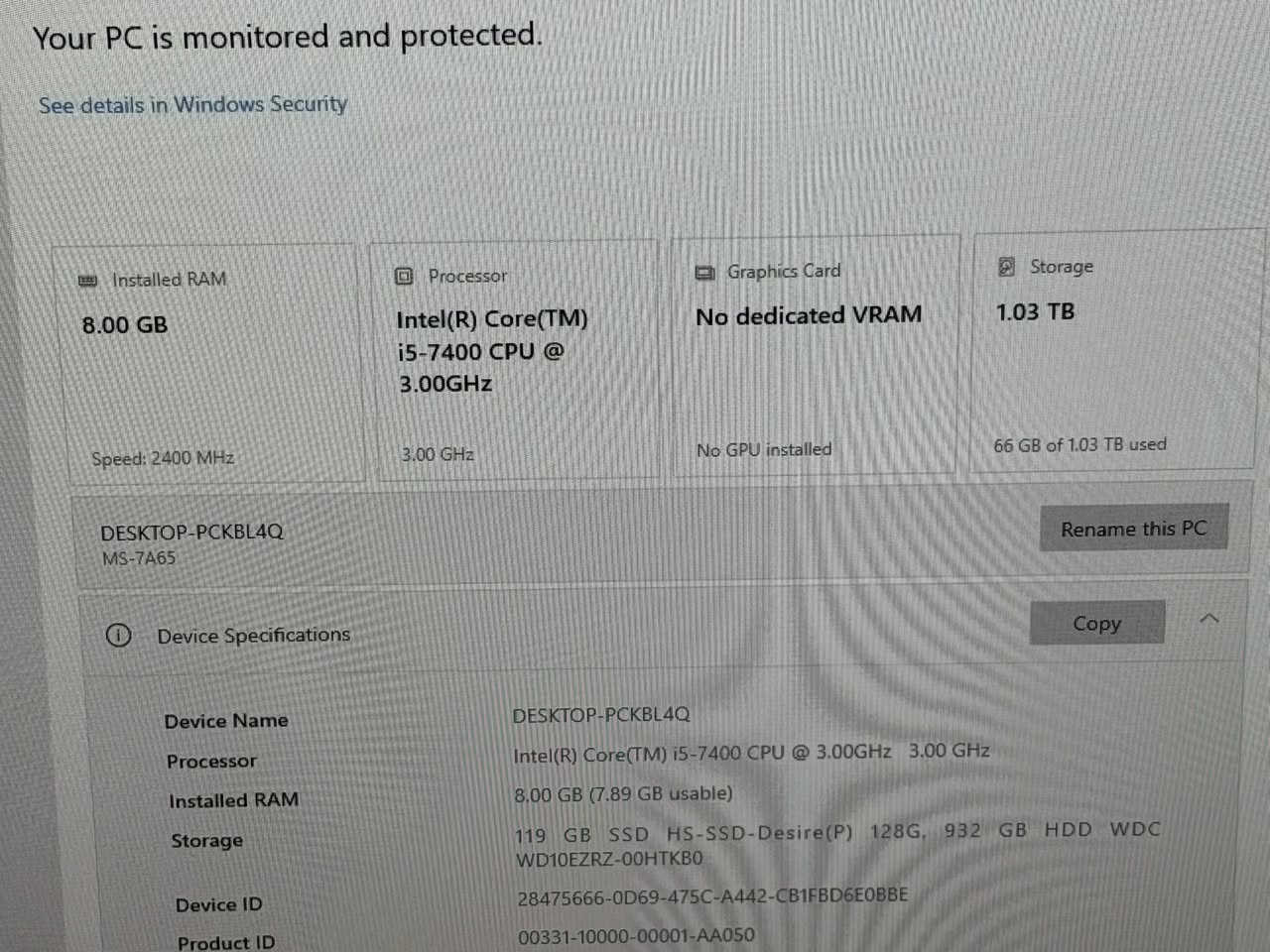 السلام عليكم ورحمة للبيع pc سعر 250 الف فقط
سعرها ثابت بدون زحمة واحراج وشكراً🫂😊
بدون كارت شاشة 
بيها كارت داخلي تصفح وبرامج خفيفة
I5 7400 new
M.b B250 msi pro
M.2 128 new
Ram 4x2 8 2666
Hdd1 t new
Psu 500 galax new
Cooler rgb  new
Case antec 4 fan rgb new


**إذا كنت صاحب هذا الإعلان وتريد حذفه لأي سبب، رجاءا أرسل رسالة إلى الدعم الفني**