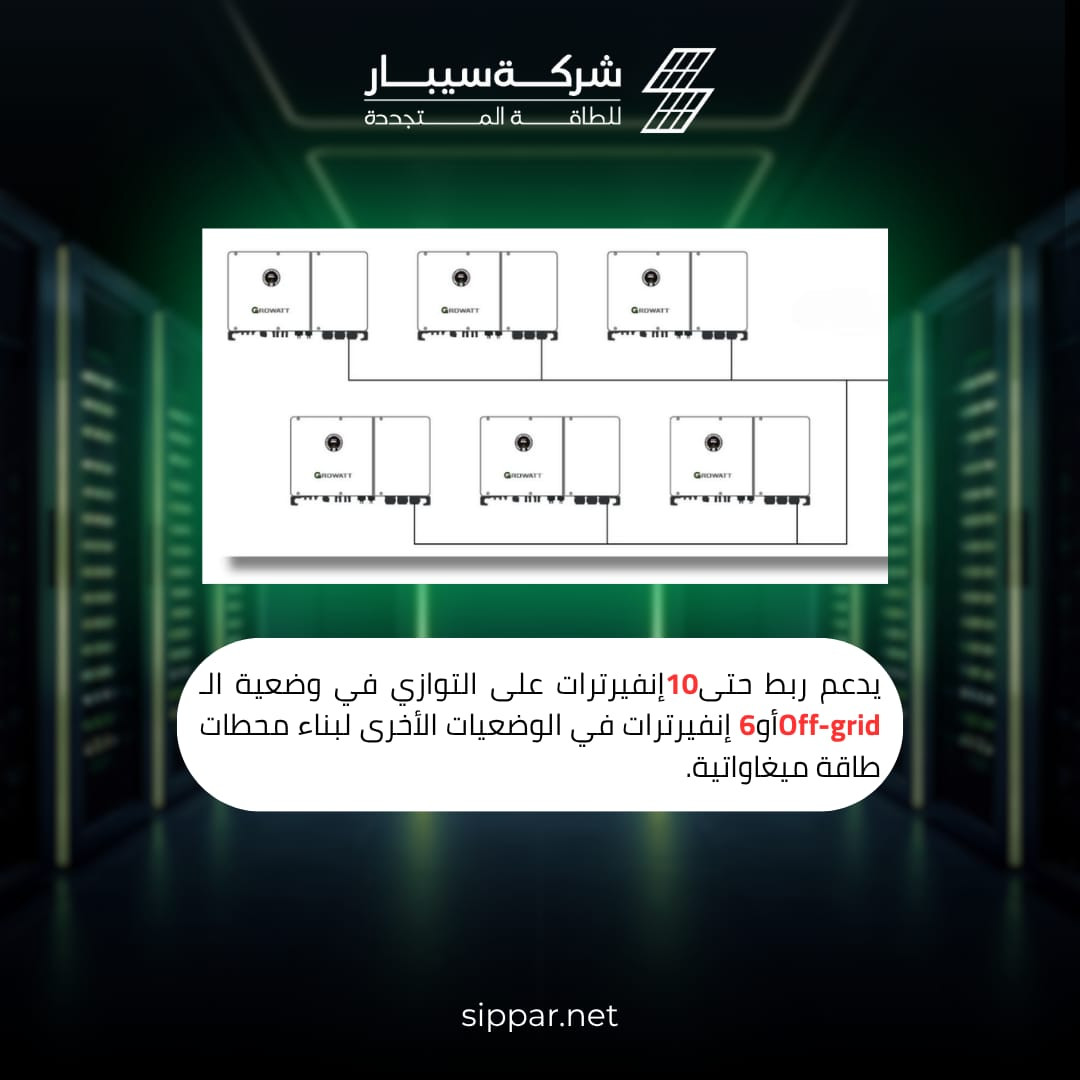 ‏تدرون شنو القادم؟! 
‏المصانع والمشاريع الكبيرة ما تتحمل توقف الكهرباء ولا دقيقة وحدة، لأن السمعة والإنتاج كله يتأثر. ولهذا السبب، شركة سيبار للطاقة المتجددة جابتلكم الحل الأقوى والمضمون بالعراق !
‏نقدملكم العملاق WIT-50KW من شركة GROWATT العالمية.. الإنفيرتر الهجين الأحدث والأقوى للمنشآت والمشاريع الضخمة:
‏⚡ تحويل سريع بلمحة عين: يحول الكهرباء بأقل من 10ms (جزء من الثانية)، يعني خطوط الإنتاج والأجهزة الحساسة ما تطفى ولا تحس بالانقطاع.
‏🏭 قوة أداء مستمرة: يعطيك قدرة خرج صافية ومستمرة تبلغ 50KW بنظام 3 فيز (3Phase).
‏☀️ يتحمل منظومة ضخمة: يدعم ربط ألواح شمسية بقدرة عملاقة تصل إلى 100KW.
‏🔗 ربط مشترك مفتوح: تكدر تربط حتى 10 أجهزة سوية على التوازي لتجهيز محطات ومشاريع ضخمة جداً.
‏🔋 خزان طاقة جبار: يدعم ربط منظومة بطاريات ضخمة بسعة تخزين كلي توصل لـ 180Kwh.
‏ويا سيبار.. أمّن شغلك، واخلص من مصاريف المولدات والوقود والتصليح.
‏اقلب الشاشة حتى تشوف التفاصيل كاملة بالتصاميم ➡️
‏للاستفسار وتفاصيل الحجز، تواصلوا ويانا:
‏📞 *********** - ***********
‏📞 *********** - ***********
‏🌐 زوروا موقعنا: sippar.net
‏#خلي_عينك_على_سيبار #طاقة_شمسية #العراق #انفيرتر_هجين #Growatt
