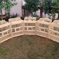 قفص بلابل • خشب طبيعي • ٦٠×٤٤×٣٤سم