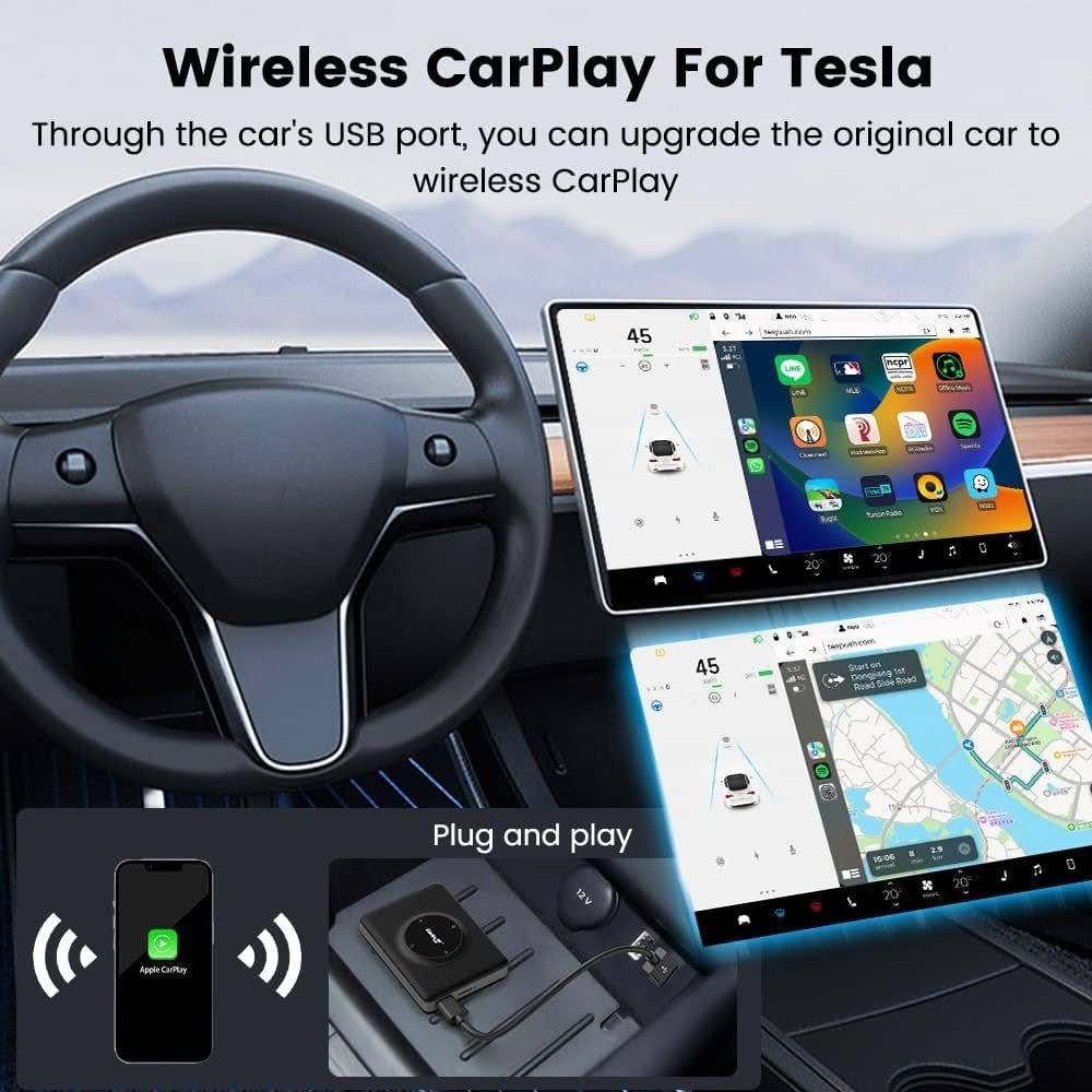 محول Carlinkit T2C اللاسلكي المخصص لسيارات تيسلا (Tesla) 🚗
✨القطعة المثالية لإضافة أنظمة الهواتف الذكية على شاشة التيسلا الأصلية بدون أي تعديل أو فك!
📌 أبرز المواصفات والمميزات:دعم كامل لـ CarPlay
 و Android Auto: لتشغيل أنظمة آيفون وأندرويد لاسلكياً.توصيل مباشر (Plug & Play): يعمل فوراً عبر منفذ الـ USB دون الحاجة لفك أو تعديل بالسيارة
 اتصال لاسلكي سريع ومستقر: يدعم واي فاي ثنائي النطاق (2.4G + 5G) لضمان سلاسة الأداء
تحديثات عبر الإنترنت (OTA)
إمكانية ترقية النظام الداخلي للقطعة لاسلكياً بسهولة دعم التطبيقات الذكية
تشغيل خرائط جوجل وواتساب، وسبوتيفاي، ودعم المساعد الصوتي (Siri / Google Assistant


**إذا كنت صاحب هذا الإعلان وتريد حذفه لأي سبب، رجاءا أرسل رسالة إلى الدعم الفني**