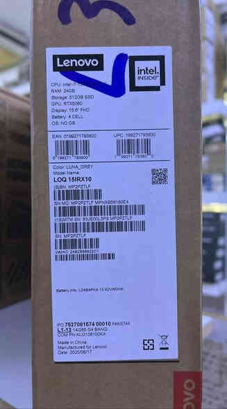 ⚡ Lenovo LOQ 15IRX10 – قوة حقيقية بمعالج HX وكارت RTX جديد
إذا تريد لابتوب يشغّل الألعاب الثقيلة على أعلى الإعدادات ويقدّم أداء ثابت للتصميم والمونتاج… فهذا الجهاز واحد من أقوى الخيارات المتوفرة حالياً.

✨ أهم المواصفات:

المعالج: Intel Core i7-13700HX – فئة HX المخصصة للأداء العالي جداً.

كارت الشاشة: NVIDIA RTX 5060 8GB – جيل حديث، فريمات عالية وكفاءة ممتازة للعب وبرامج 3D.

الرام: 24GB DDR5 – سرعة عالية وتشغيل مهام متعددة بدون أي لاغ.

التخزين: 512GB SSD – سرعة إقلاع وتحميل خرافية.

الشاشة: 15.6" FHD IPS – وضوح ممتاز مع 144Hz لسلاسة اللعب.

اللون: Luna Grey – شكل نظيف ومهني وبنفس الوقت شبابي.

🎮 مناسب جداً للألعاب الثقيلة
✔ تشغيل أغلب ألعاب AAA على إعدادات عالية.
🎨 وممتاز للتصميم والمونتاج
✔ يدعم برامج Adobe، Blender، DaVinci بكل راحة.

💸 ومتوفر بسعر مناسب مقارنة بمواصفاته الجبّارة.

📩 للطلب والاستفسار واتساب:
0775 754 1725

✨ احجزه قبل ما يخلص لأنه من أكثر الموديلات المطلوبة!

#LenovoLOQ #RTX5060 #GamingLaptop #i7HX
