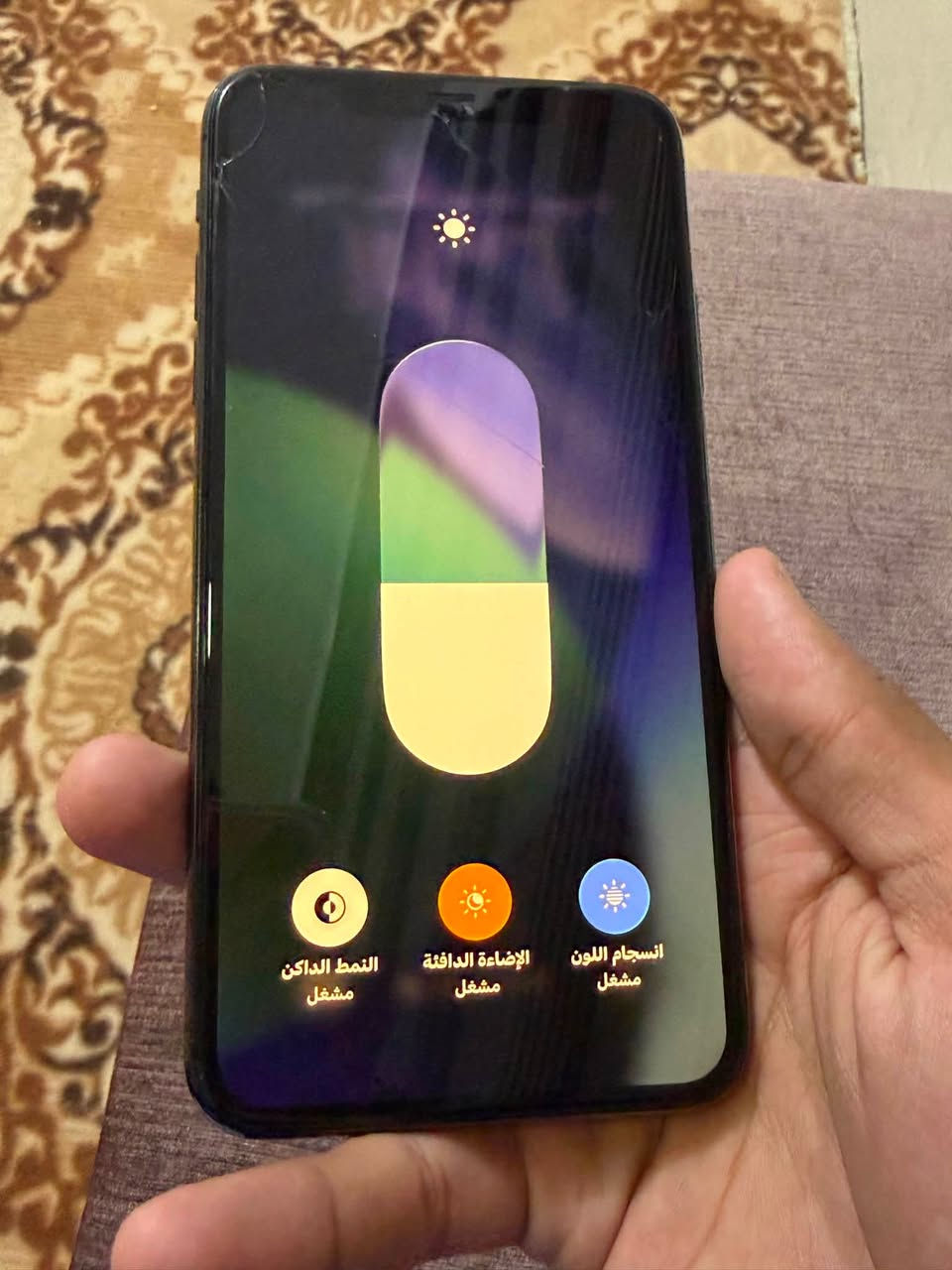 iphone 11 pro max 
مستعمل نضيف للبيع الضرر فقط كسر في الشاشة في الجزء العلوي وبسيط مامأثر على اللمس، البطارية 91 مامبدلة ولا مرفوعة ،256 گيگا بايت ،باقي الجهاز نضيف ومكفول مابي اي مشكلة داخلية او خارجية

السعر 375 
التواصل فقط واتساب ***********
مكاني كوت
