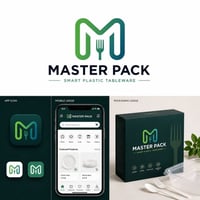 تصميمي لشعار تطبيق MASTER PACK لبيع المنتجات والأدوات البلاستيكية 🛒✨ ب...