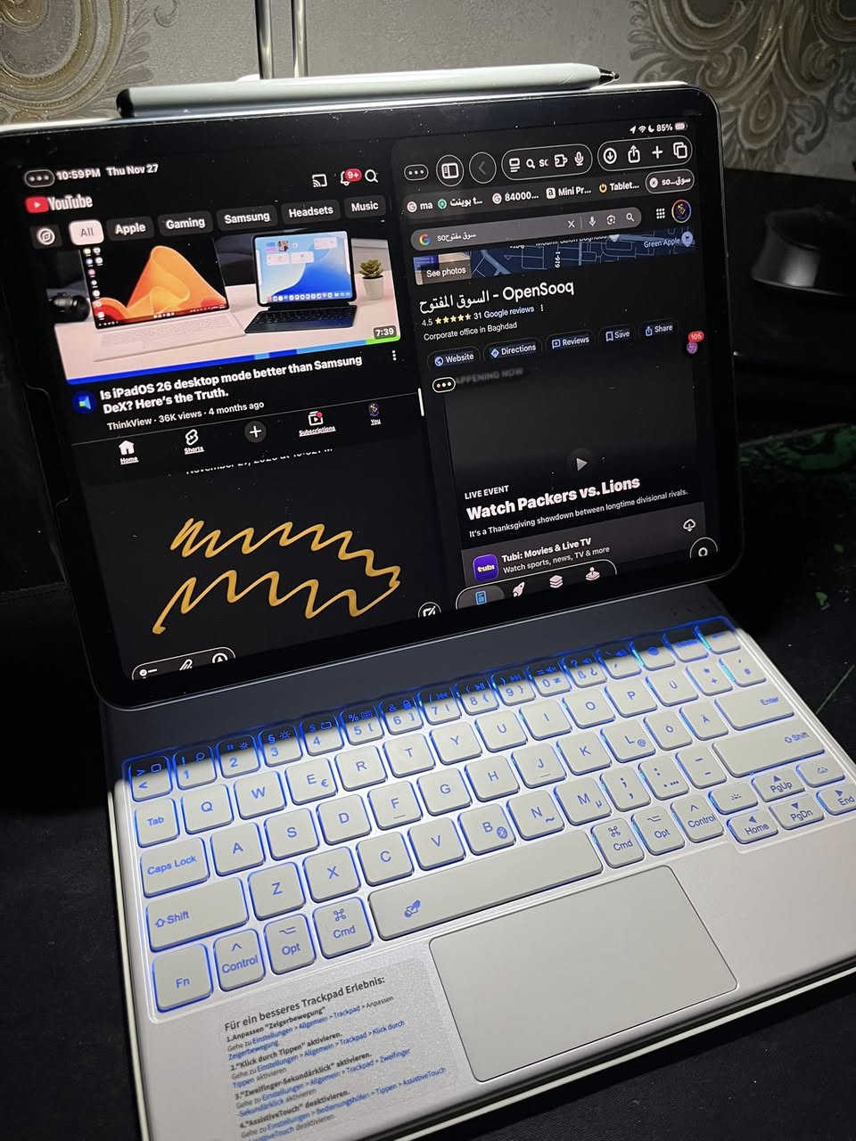 ‎ما عندي توصيل و اني بغداد
 

ايباد  اير ٤  ذاكرة ٢٥٦  كيكا 
Ipad air 4    256
نظافة ٩٩٪
البطارية   ٧٨٪
الشاحنة و الكيبل  
شاشة حماية ضد انعكاس و حماية جلاتينية

مع ماجك كيبورد كوبي ابيض

و ادابتر يحتوي  اثنين تايب سي  و aux مال سماعات لل ببجي 

و ايضا كفر  تلبيس  لون مثل لون ايباد مع كيبورد عادي 

تكدر تفتح اكثر من برنامج بنفس وقت يوصل ل ٨ برامج بنفس وقت
   
مداخل اي تصليح و لا متعرض لي ضرر  و لا كسر   و لا عطل 
يفيد للدراسة و الرسم و العاب  شوف يشغل العاب بالفيدوهات  بالمنشور
 اتحكم  بالالعاب بالجوستك


**إذا كنت صاحب هذا الإعلان وتريد حذفه لأي سبب، رجاءا أرسل رسالة إلى الدعم الفني**