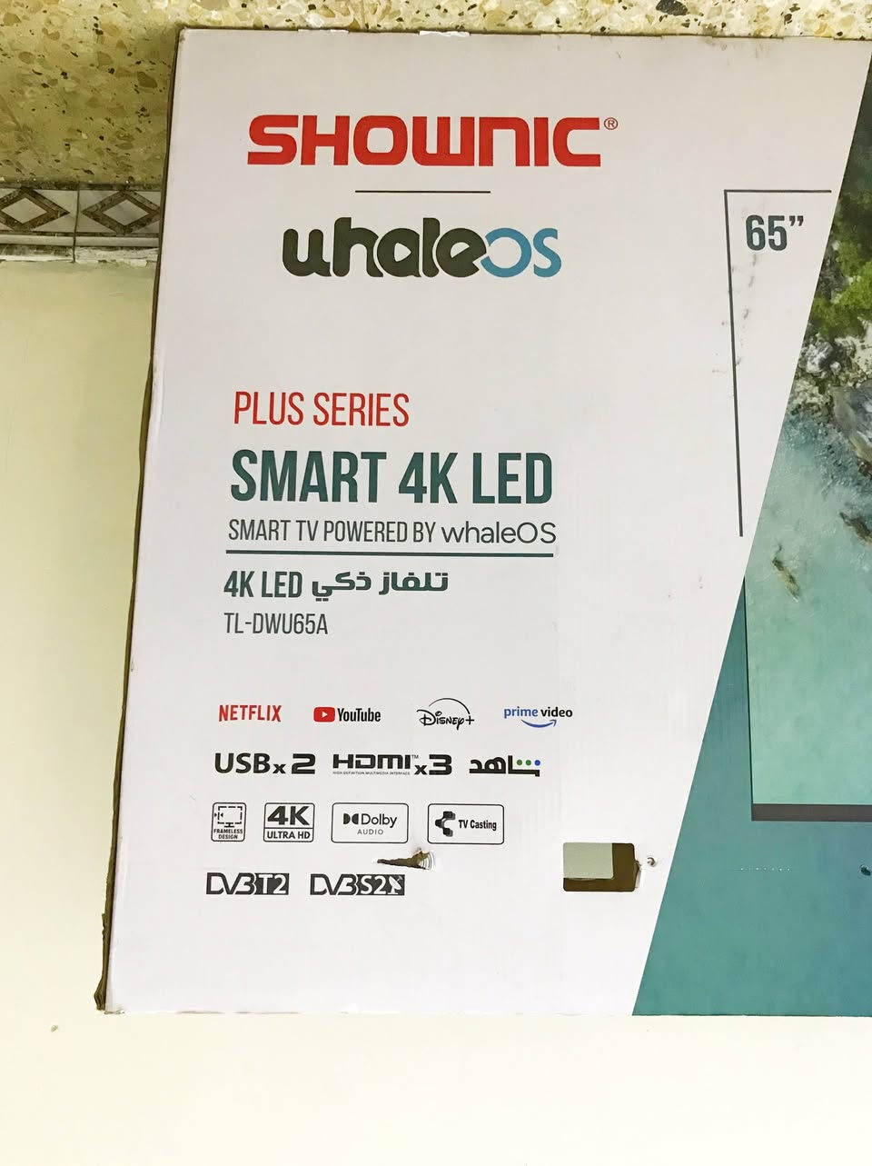 تلفزيون حجم SHOWNIC 65  ذكية Smart 4K موديل TL-DWU65A، استعمال  شهرين فقط نظيف جداً وخالي من الأعطال، ويا الريموت والكارتون الأصلي، جميع المنافذ والتطبيقات شغالة 100% السعر 450 ، بغداد الشعب ***********
