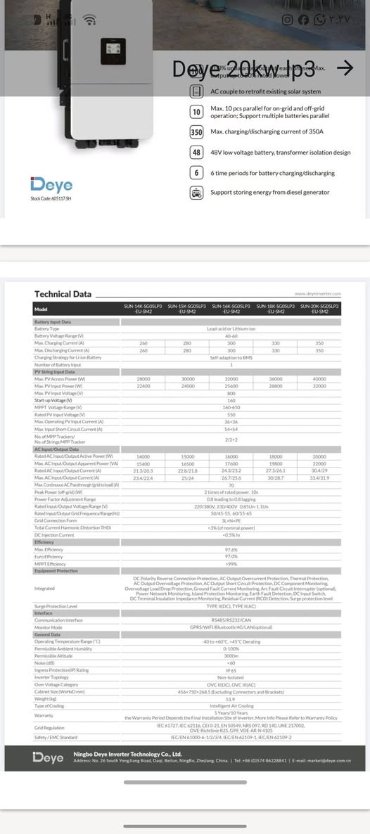 يالله 
يتوفر انفيرترات #deye 
حجم ٦ك اوف كرد 
حجم ٨ ك هايبرد
كميه محدوده
بغداد القاهره 
***********
