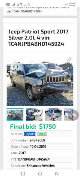 السلام عليكم سيارة للبيع جيب باتريوت 201‪7
وارد أمريكي ضررها مثل ما موضح بالصورة السيارة نظيفة وحلوة حيل مكينتها 200‪0 رقم ذي قار الجديد بسمنة  سيارة خير من ﷲ و بالعافية ع الياخذها
سعرها 118 وبيها مجال
مكان السيارة ميسان العمارة
***********

