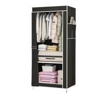 خزانة قماشية • ١٤٦×٥٦×٤٤سم • أسود أحمر عسلي