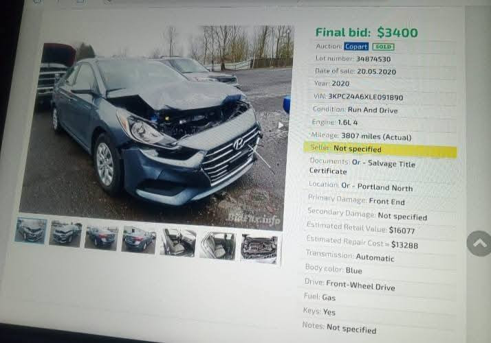 اكسنت 2020 امريكي
حادثها  الاصلي بسيط 

قطعه وحده 

1600 محرك 

نظيفه جدا ماشيه 55 الف 

مال جناي 

كير  At

تبريدها ثلج  تخم تاير جديد وباتري 
كاميرا وبيها مواصفات هواي ماعرف بيهن 

واي استفسار خاص اوواتس اب 

***********

رايدتها ب118 $
بغداد بسمايا
