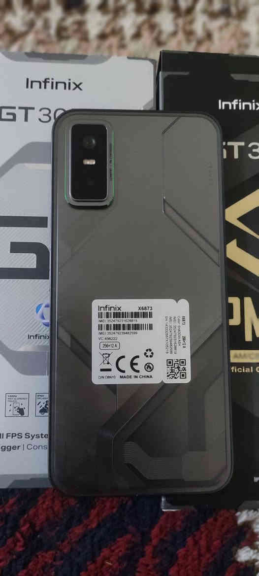 انفنكس جي تي30 برو
ذاكره ٢٥٦ 
بطاريه ٥٥٠٠
معالج ١٢+١٢ 
بوبجي ١٢٠ فريم حقيقي
صالي ٤ ايام من ماخذه كامل ملحقات جديد جديد 
١٤٤ هيرتز بي مواصفات هواي 
رايده 325 بي مجال قليل 
***********  البصره
