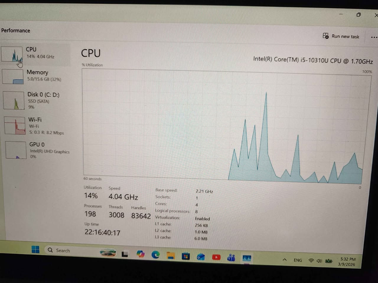 لابتوب ديل 
ci5 10310 جيل عاشر
RAM 16 GB
hard 256 nvme
سريع جدا 
كيبورد ضوئي
وندوز 11 مفعل رسمي
شحن يشغل يوتيوب 4 ساعات واكثر
نضيفة جدا 
السعر 310 مكاني الموصل 
*********** موصل, نينوى

