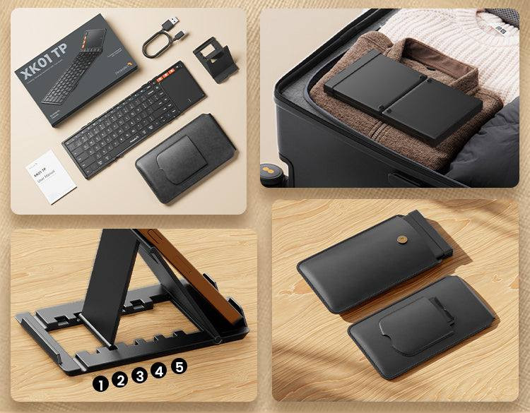 🎹 XK01 TP — لوحة مفاتيح بلوتوث قابلة للطي مع تراكباد

🔗 اتصال Bluetooth 5.1 عالي الثبات
• اتصال لاسلكي سريع ومستقر مع دعم الربط بـ أكثر من جهاز واحد بدون تأخير في الاستجابة.

📐 تصميم قابل للطي ثلاثي (Tri-Fold)
• تنطوي إلى حجم صغير جداً يسهل حمله داخل الحقيبة أو أثناء السفر.
• يوفر مساحة على المكتب ويمنح مرونة عالية بالاستخدام.

⌨️ لوحة مفاتيح بحجم كامل 88 مفتاح QWERTY
• مفاتيح بحجم مُريح للكتابة السريعة والدقيقة.
• تخطيط عملي يدعم الكتابة الطويلة والمهام المهنية بسهولة.

🖱️ تراكباد مدمج واسع وحساس
• يمكّنك من التحكم بالمؤشر بدون ماوس خارجي.
• يدعم الإيماءات المتعددة للتنقل السلس بين التطبيقات.

🔋 بطارية Li-Polymer 300 mAh قابلة للشحن
• عمر بطارية طويل يصل إلى أسابيع من التشغيل حسب الاستخدام.
• شحن سريع وآمن عبر منفذ USB-C دون عناء.

⚖️ وزن خفيف ~297 غرام فقط
• تصميم خفيف ومحمول — مثالي للسفر، الاجتماعات، والعمل خارج المكتب.

📦 مرفقات قياسية في العبوة:
• لوحة مفاتيح قابلة للطي
• حامل هاتف مدمج
• كابل USB-C للشحن
• حقيبة حمل أنيقة
• دليل المستخدم.

🖥️ متوافق مع أنظمة تشغيل متعددة:
✔️ Windows (Vista/7/8/10/11)
✔️ macOS
✔️ Android
✔️ iOS / iPadOS

✔️ أي جهاز يدعم لوحات مفاتيح Bluetooth بدون تعريفات إضافية.

🧠 سهولة الاستخدام
• إعداد بسيط بدون برامج أو تعريفات معقدة.
• استخدام فوري بمجرد الاقتران.

✨ XK01 TP
لوحة مفاتيح ذكية — تصميم فخم — تحكم كامل — مثالية للسفر والعمل الاحترافي 📩


**إذا كنت صاحب هذا الإعلان وتريد حذفه لأي سبب، رجاءا أرسل رسالة إلى الدعم الفني**