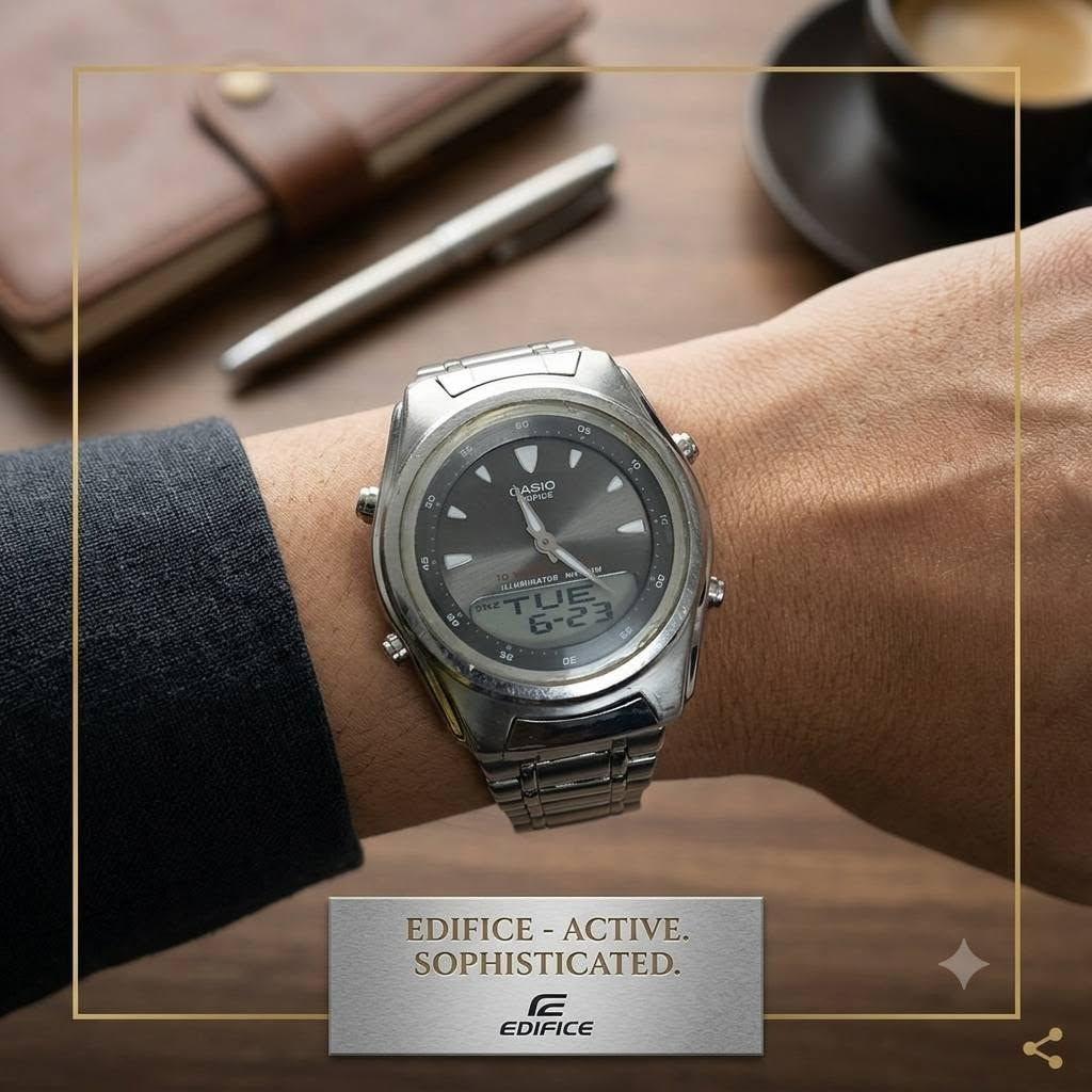 Casio Edifice Watch ⌚ 
ساعة كاسيو اصلية
لكل شخص بيقدّر الأصالة والمتانة، ساعة Casio Edifice (Model EFA-120D-1AV) بتجمع بين التصميم الرياضي القوي والأناقة الكلاسيكية. ساعة بتتحمل معك كل الظروف وتعيش معك العمر
🦾هيكل ستيل قوي •
💧 مقاومة للماء •
💡إضاءة خلفية واضحة جداً في الظلام Illuminator •

للطلب أو الاستفسار عن السعر، ابعتولنا رسالة على الخاص📥


**إذا كنت صاحب هذا الإعلان وتريد حذفه لأي سبب، رجاءا أرسل رسالة إلى الدعم الفني**