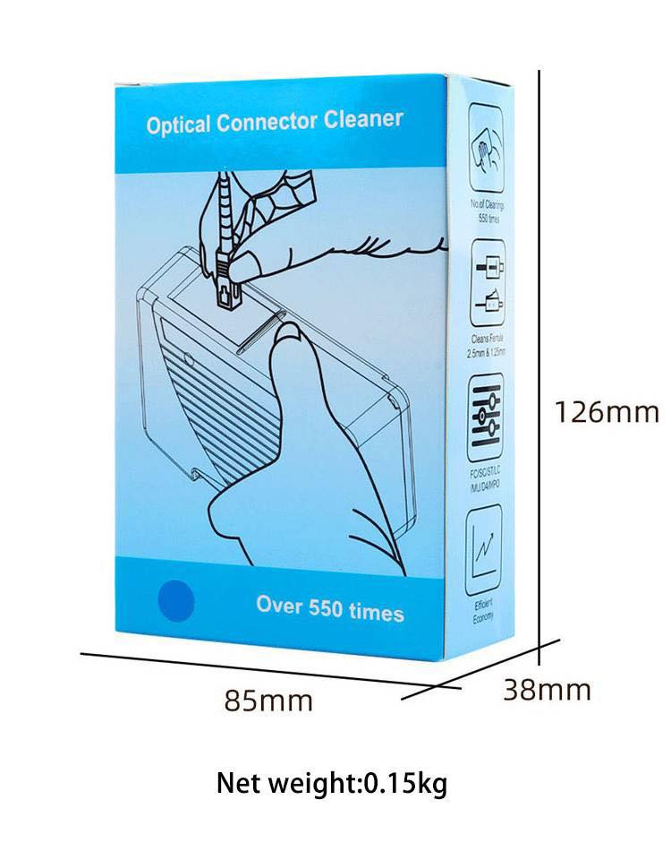 هذا المنتج عبارة عن منظف للموصلات البصرية (Optical Connector Cleaner) يُستخدم لتنظيف أطراف الألياف الضوئية بسرعة وكفاءة دون الحاجة إلى الكحول. 
الاستخدام: مناسب لمجموعة متنوعة من الموصلات مثل SC، FC، MU، LC، ST، وغيرها.
السعة: يوفر أكثر من 550 عملية تنظيف.
الميزة: يحتوي على شريط تنظيف خاص داخل علبة كاسيت لإزالة الغبار والشحوم.


**إذا كنت صاحب هذا الإعلان وتريد حذفه لأي سبب، رجاءا أرسل رسالة إلى الدعم الفني**
