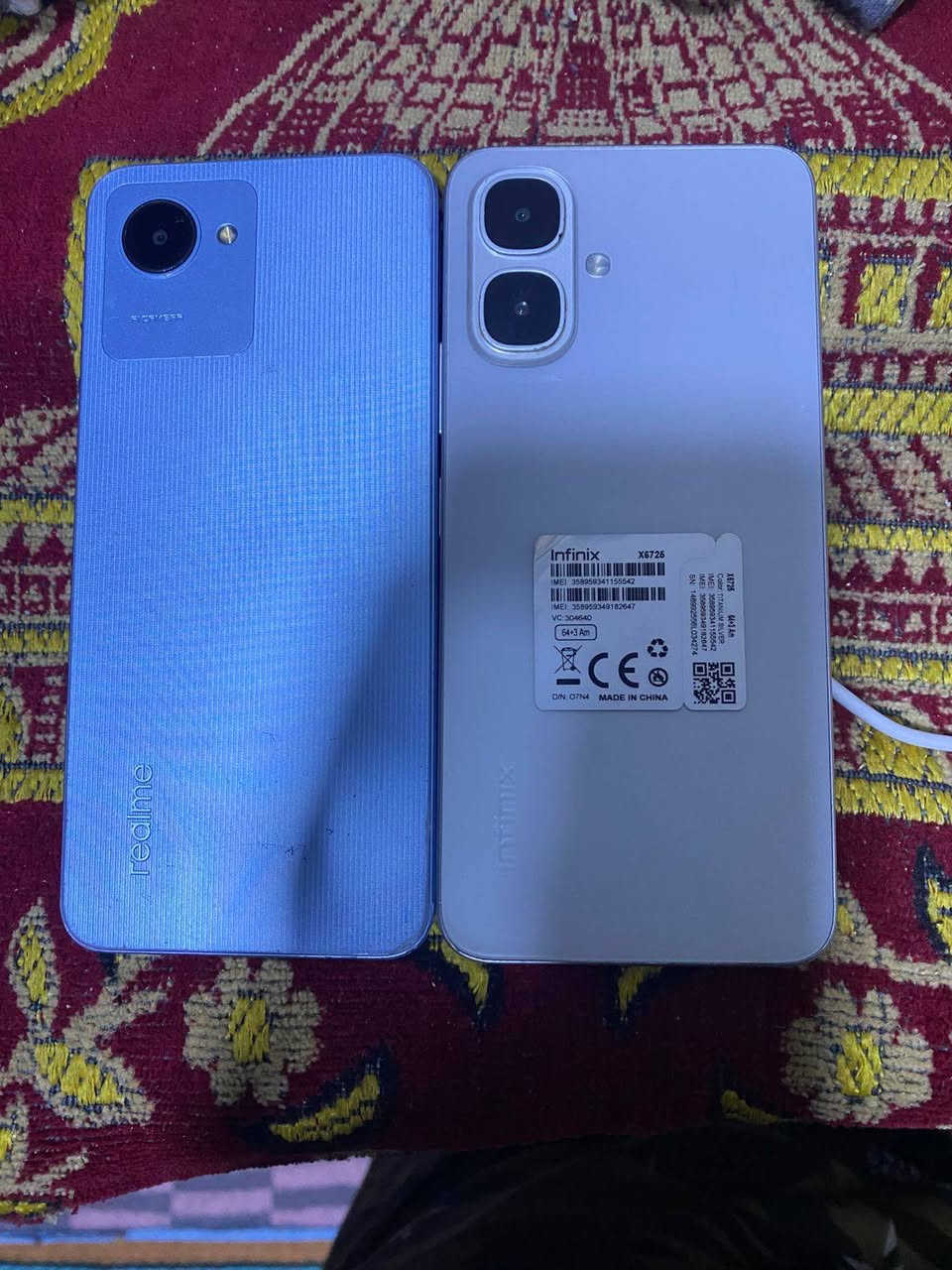 سلام عليكم 
موبايلين للبيع 
انفنكس سمارت 10 ذ64 
ريلمي C30s ذ64
الريلمي فطر صغير بل لمس فقط جدد ونضاف ثنينهم قفلهم 115 موصل حي السماح الاركان 
***********
