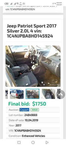 السلام عليكم سيارة للبيع جيب باتريوت 201‪7
وارد أمريكي ضررها مثل ما موضح بالصورة السيارة نظيفة وحلوة حيل مكينتها 200‪0 رقم ذي قار الجديد بسمنة  سيارة خير من ﷲ و بالعافية ع الياخذها
سعرها 118 وبيها مجال
مكان السيارة ميسان العمارة
***********
