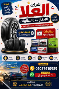 اطارات • بطاريات • مقاسات زراعي ملاكي