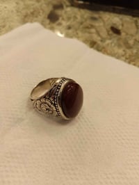 خاتم رجالي • العقيق اليماني • فضة 990