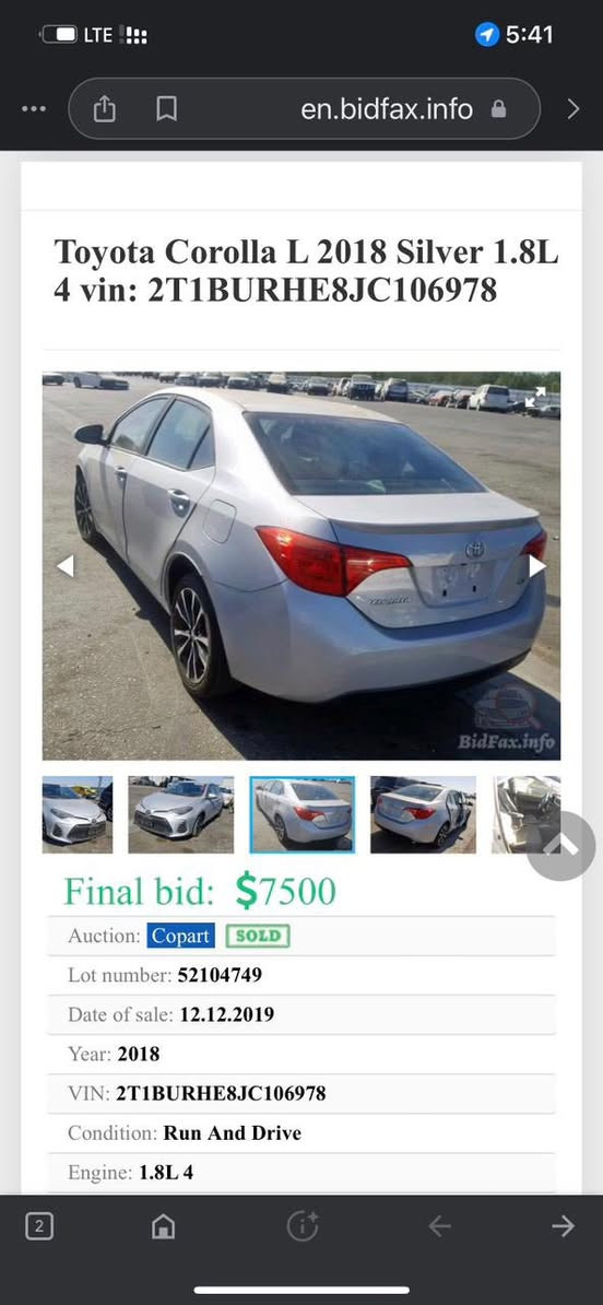 السلام عليكم
كورلة للبيع موديل 2018
ماشية 200 الف 
موصفات se 
صور الحادث بالمنشور
وبيها رصعات بالدوسة 
حادث السيارة بابين مثل ما بالصور
السعر  146 وبيها مجال
العنوان بغداد
رقم الهاتف  ***********
