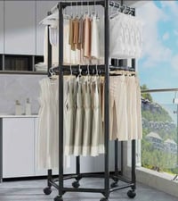رف ملابس دوار • معدني بعجلات • ١٧٥سم ارتفاع