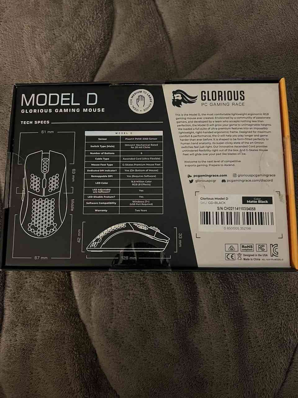 ماوس كلوريوس  وزن 68 gGlorious Model D أصلي
وزن خفيف 68g
مستعمل استعمال نظيف جداً
وبعدة وية الملحقات وغير ملموسات
يشتغل 100% بدون مشاكل
مثل ما موضح بالصور

💰السعر: 65,000 وبي مجال بسيط 
📍المكان: بغداد ، علي الصالح
تواصل خاص او واتس:***********
