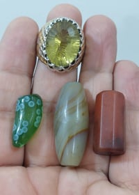 خاتم سترين طبيعي تراش ليزري صياغة يدوية مع كصبة قديمة و جزعة قديمة ثقب...